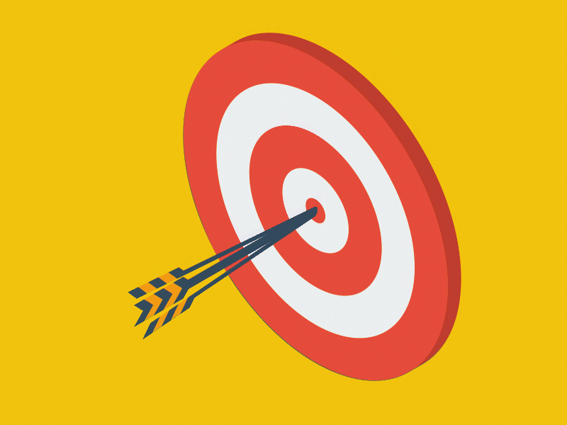 Marketing double arrow achieving bullseye